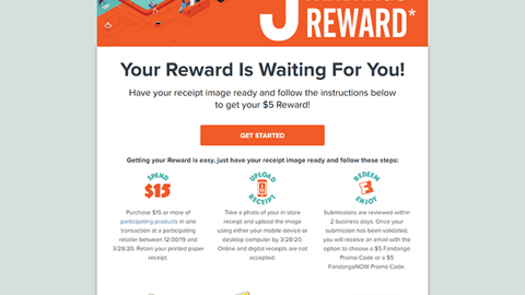 Conagra Brands '$5 Fandango Reward' Landing Page